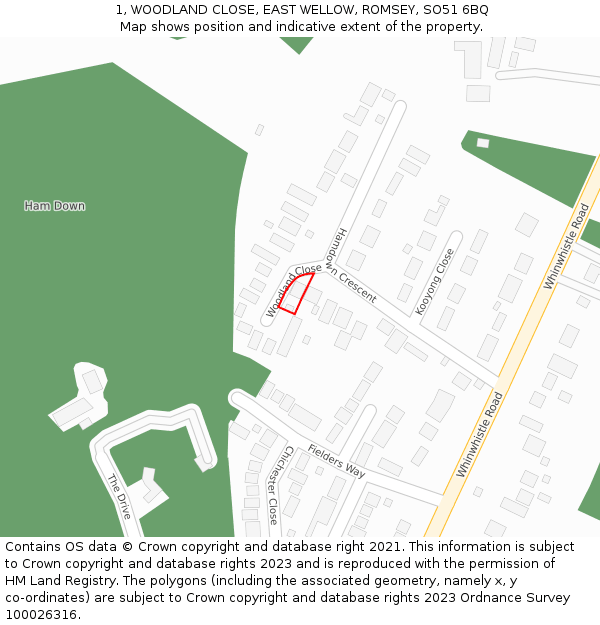 1, WOODLAND CLOSE, EAST WELLOW, ROMSEY, SO51 6BQ: Location map and indicative extent of plot