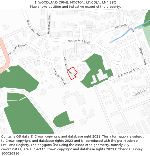 1, WOODLAND DRIVE, NOCTON, LINCOLN, LN4 2BQ: Location map and indicative extent of plot