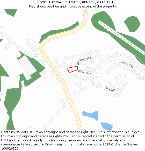 1, WOODLAND WAY, CULGAITH, PENRITH, CA10 1SH: Location map and indicative extent of plot