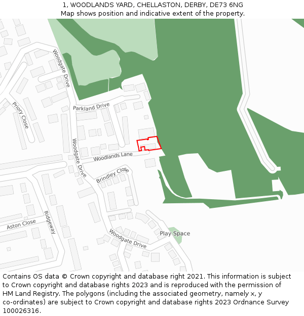 1, WOODLANDS YARD, CHELLASTON, DERBY, DE73 6NG: Location map and indicative extent of plot