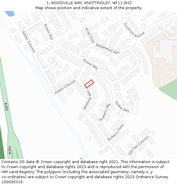 1, WOODVILLE WAY, KNOTTINGLEY, WF11 0HZ: Location map and indicative extent of plot