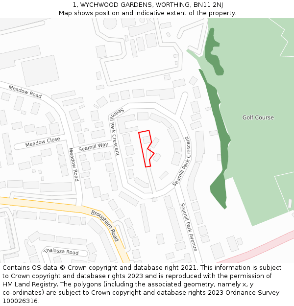 1, WYCHWOOD GARDENS, WORTHING, BN11 2NJ: Location map and indicative extent of plot