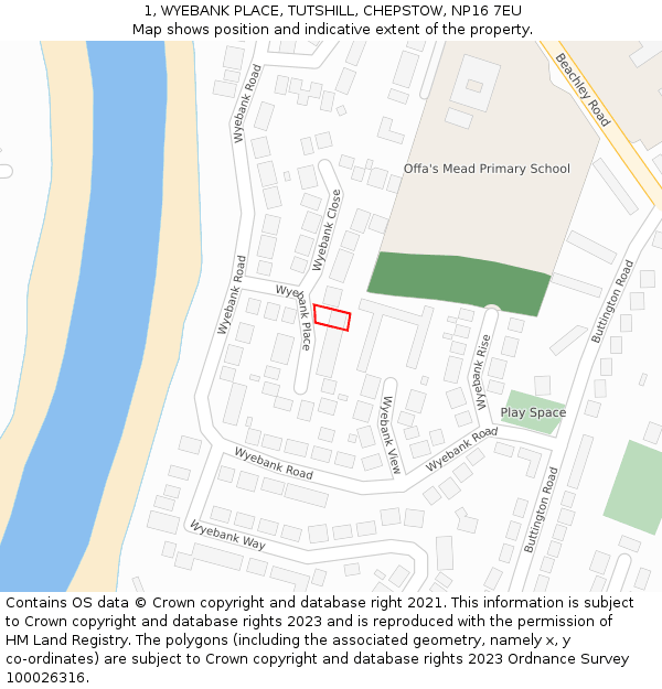 1, WYEBANK PLACE, TUTSHILL, CHEPSTOW, NP16 7EU: Location map and indicative extent of plot