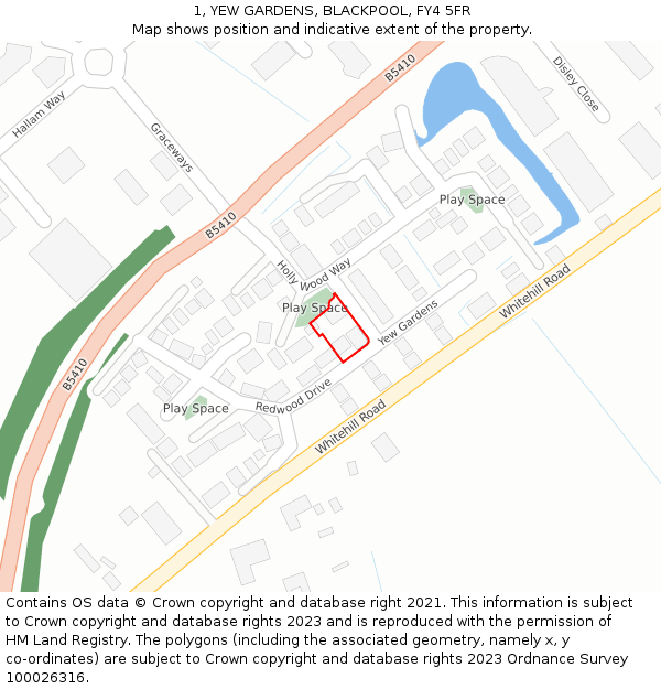 1, YEW GARDENS, BLACKPOOL, FY4 5FR: Location map and indicative extent of plot