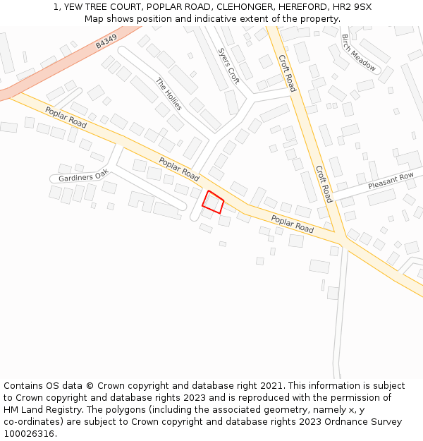 1, YEW TREE COURT, POPLAR ROAD, CLEHONGER, HEREFORD, HR2 9SX: Location map and indicative extent of plot