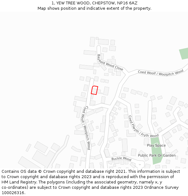 1, YEW TREE WOOD, CHEPSTOW, NP16 6AZ: Location map and indicative extent of plot