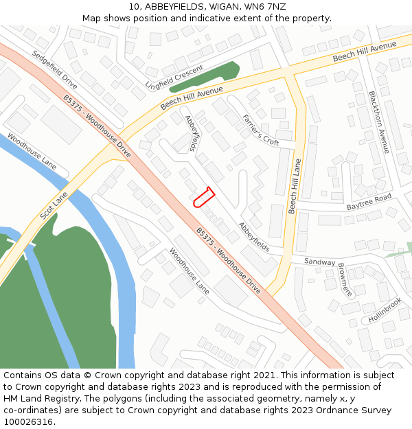 10, ABBEYFIELDS, WIGAN, WN6 7NZ: Location map and indicative extent of plot