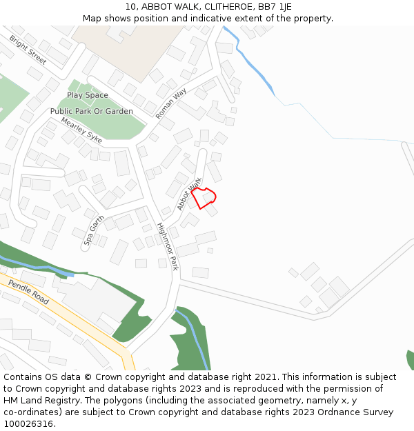 10, ABBOT WALK, CLITHEROE, BB7 1JE: Location map and indicative extent of plot