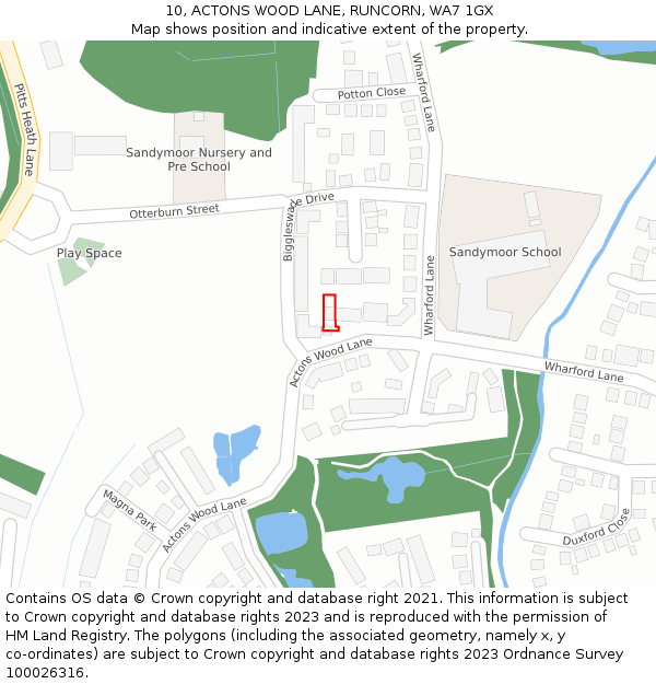 10, ACTONS WOOD LANE, RUNCORN, WA7 1GX: Location map and indicative extent of plot