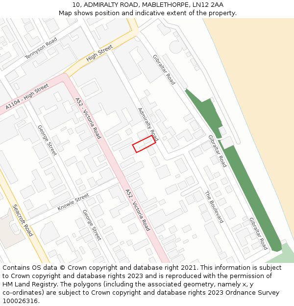 10, ADMIRALTY ROAD, MABLETHORPE, LN12 2AA: Location map and indicative extent of plot