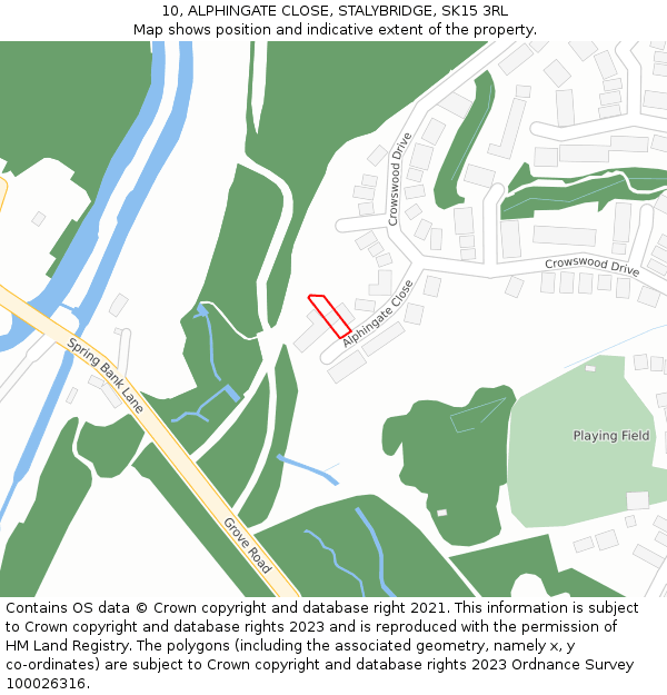 10, ALPHINGATE CLOSE, STALYBRIDGE, SK15 3RL: Location map and indicative extent of plot