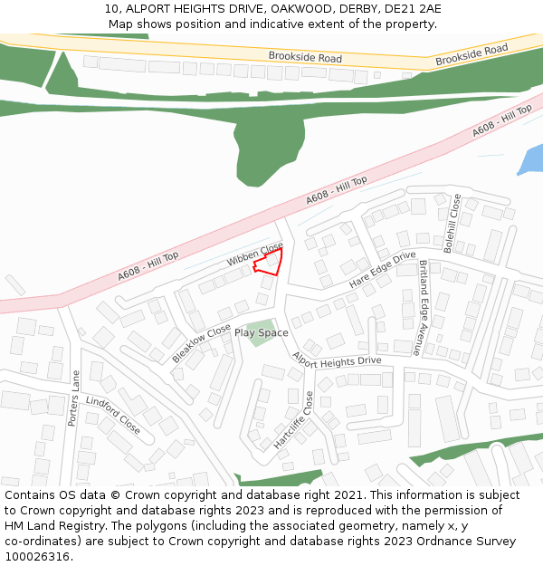 10, ALPORT HEIGHTS DRIVE, OAKWOOD, DERBY, DE21 2AE: Location map and indicative extent of plot