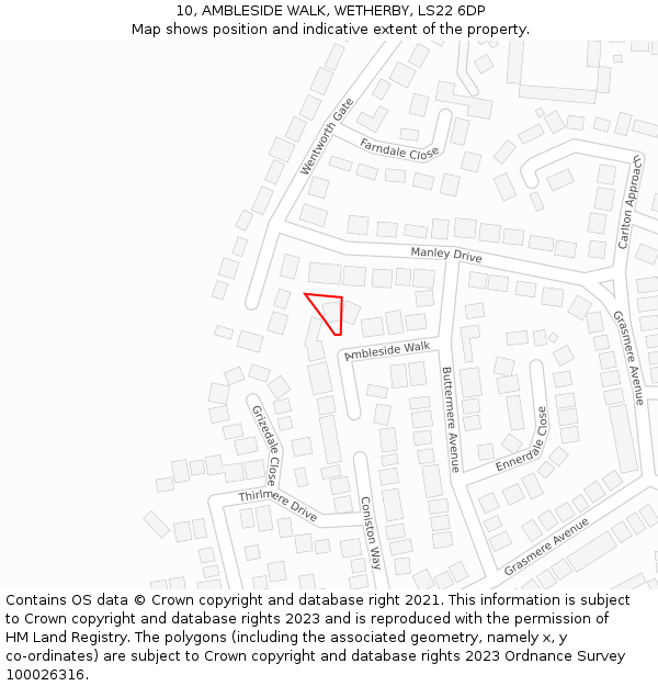 10, AMBLESIDE WALK, WETHERBY, LS22 6DP: Location map and indicative extent of plot