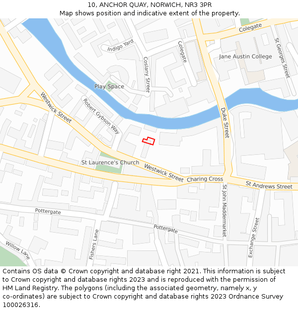 10, ANCHOR QUAY, NORWICH, NR3 3PR: Location map and indicative extent of plot