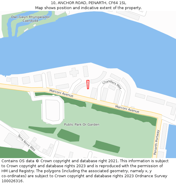 10, ANCHOR ROAD, PENARTH, CF64 1SL: Location map and indicative extent of plot