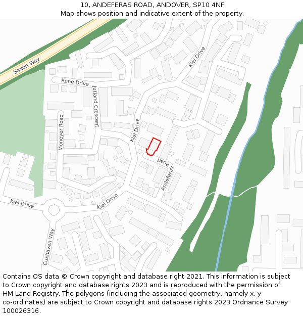 10, ANDEFERAS ROAD, ANDOVER, SP10 4NF: Location map and indicative extent of plot
