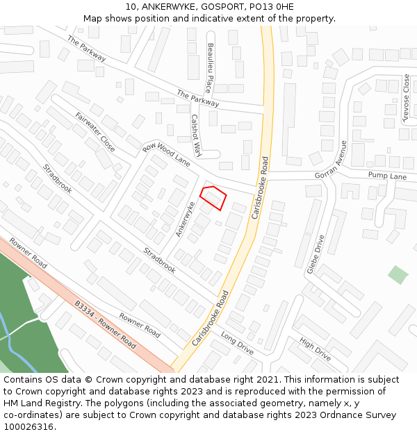 10, ANKERWYKE, GOSPORT, PO13 0HE: Location map and indicative extent of plot