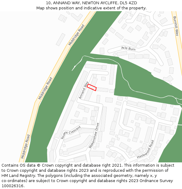 10, ANNAND WAY, NEWTON AYCLIFFE, DL5 4ZD: Location map and indicative extent of plot