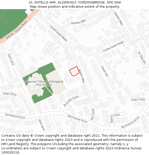 10, ANTELLS WAY, ALDERHOLT, FORDINGBRIDGE, SP6 3AW: Location map and indicative extent of plot
