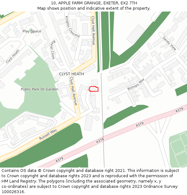 10, APPLE FARM GRANGE, EXETER, EX2 7TH: Location map and indicative extent of plot