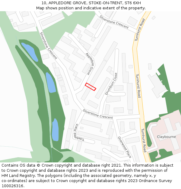 10, APPLEDORE GROVE, STOKE-ON-TRENT, ST6 6XH: Location map and indicative extent of plot