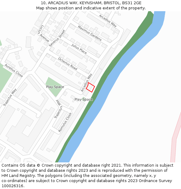 10, ARCADIUS WAY, KEYNSHAM, BRISTOL, BS31 2GE: Location map and indicative extent of plot