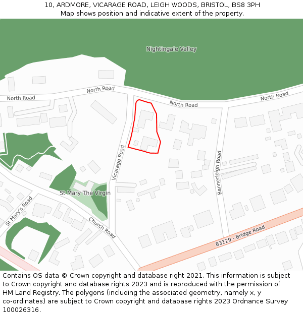 10, ARDMORE, VICARAGE ROAD, LEIGH WOODS, BRISTOL, BS8 3PH: Location map and indicative extent of plot