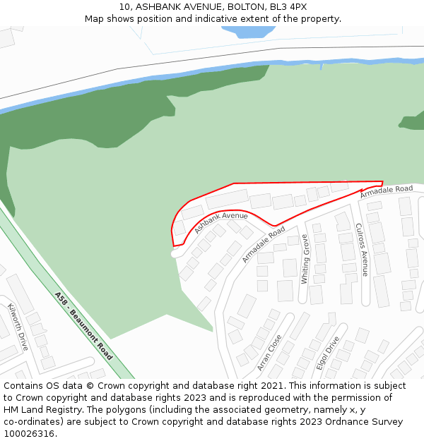 10, ASHBANK AVENUE, BOLTON, BL3 4PX: Location map and indicative extent of plot