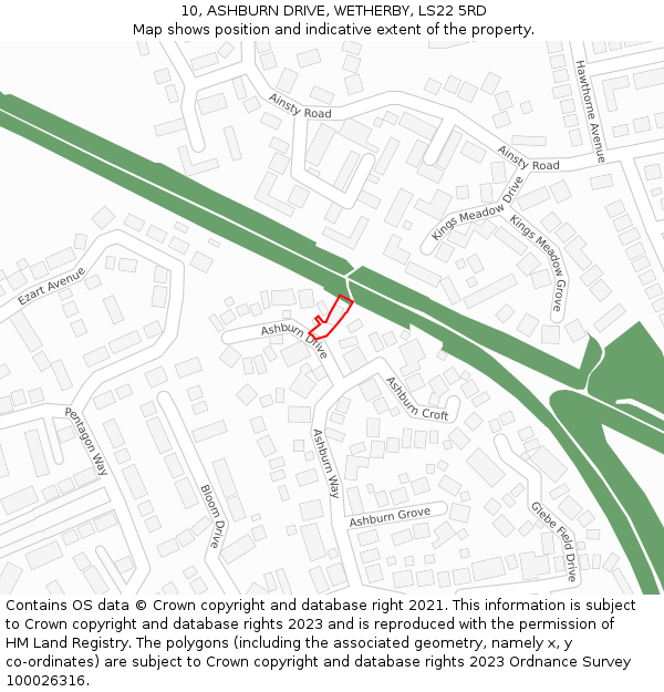 10, ASHBURN DRIVE, WETHERBY, LS22 5RD: Location map and indicative extent of plot