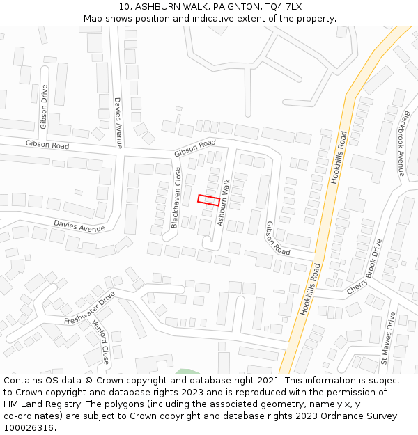 10, ASHBURN WALK, PAIGNTON, TQ4 7LX: Location map and indicative extent of plot