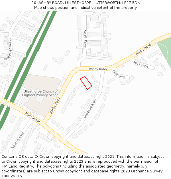 10, ASHBY ROAD, ULLESTHORPE, LUTTERWORTH, LE17 5DN: Location map and indicative extent of plot