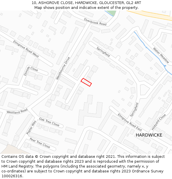 10, ASHGROVE CLOSE, HARDWICKE, GLOUCESTER, GL2 4RT: Location map and indicative extent of plot