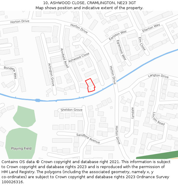 10, ASHWOOD CLOSE, CRAMLINGTON, NE23 3GT: Location map and indicative extent of plot