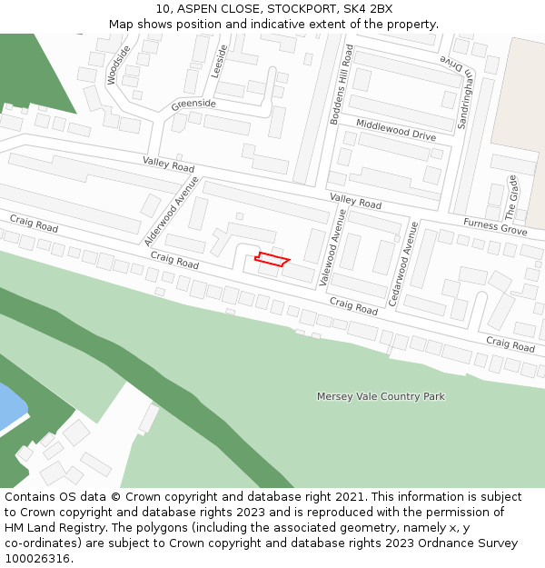 10, ASPEN CLOSE, STOCKPORT, SK4 2BX: Location map and indicative extent of plot