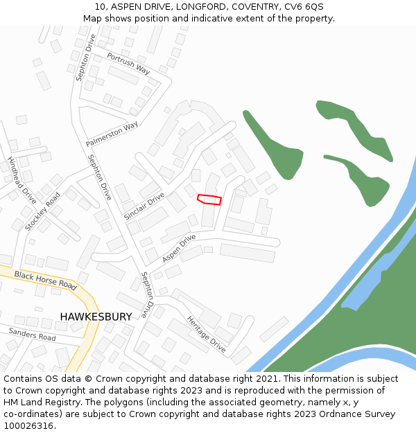 10, ASPEN DRIVE, LONGFORD, COVENTRY, CV6 6QS: Location map and indicative extent of plot