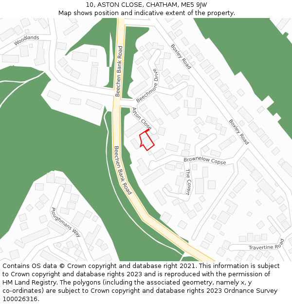 10, ASTON CLOSE, CHATHAM, ME5 9JW: Location map and indicative extent of plot