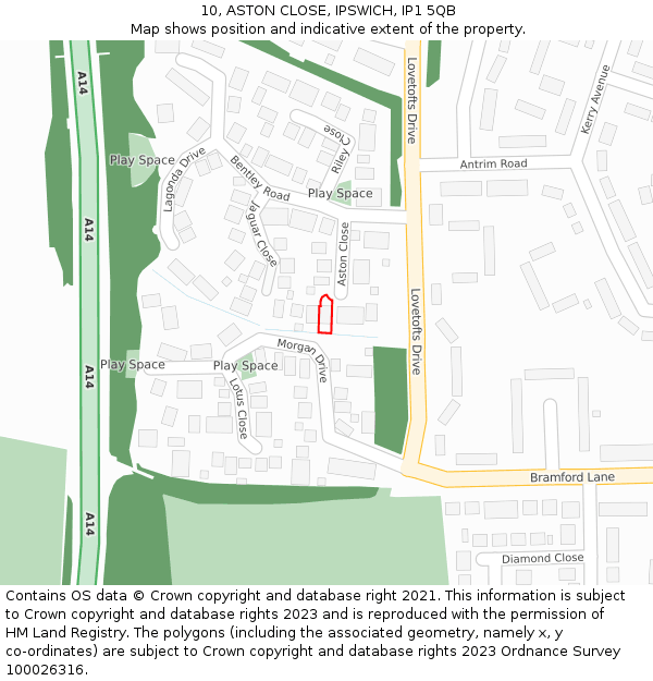 10, ASTON CLOSE, IPSWICH, IP1 5QB: Location map and indicative extent of plot