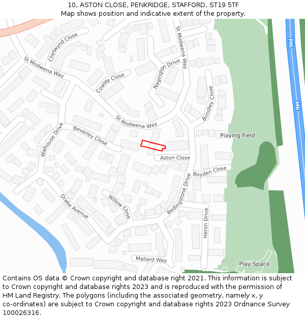10, ASTON CLOSE, PENKRIDGE, STAFFORD, ST19 5TF: Location map and indicative extent of plot