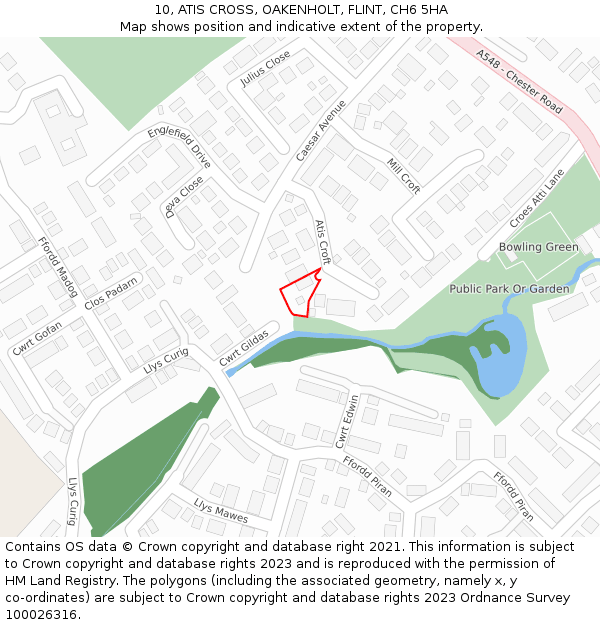 10, ATIS CROSS, OAKENHOLT, FLINT, CH6 5HA: Location map and indicative extent of plot