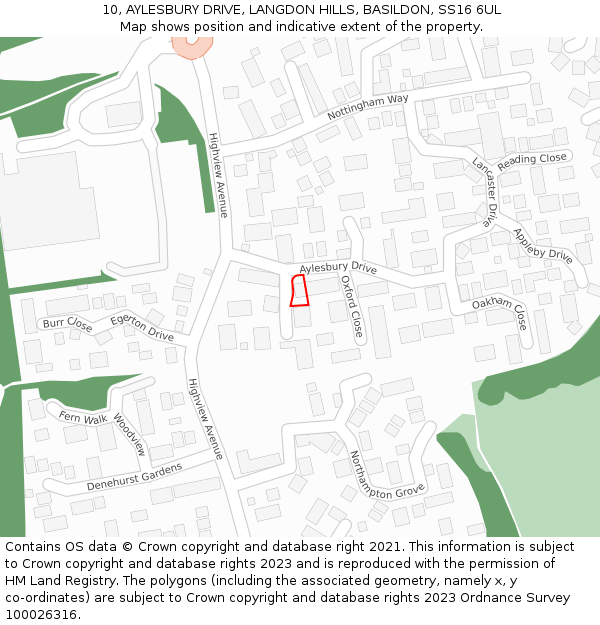 10, AYLESBURY DRIVE, LANGDON HILLS, BASILDON, SS16 6UL: Location map and indicative extent of plot
