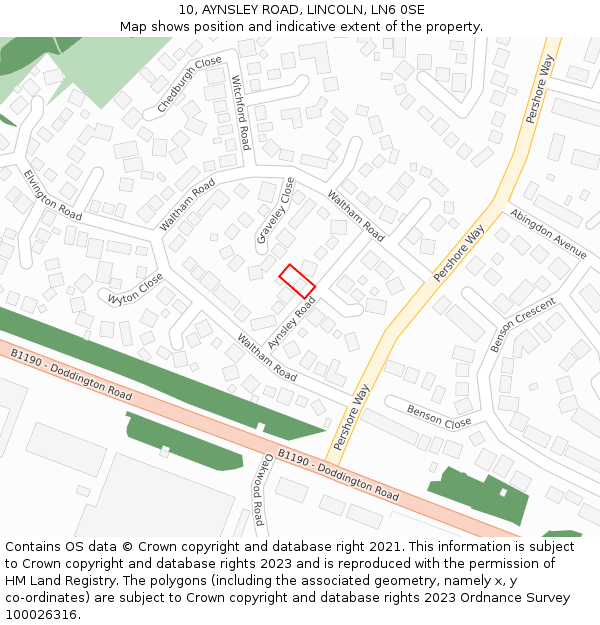 10, AYNSLEY ROAD, LINCOLN, LN6 0SE: Location map and indicative extent of plot