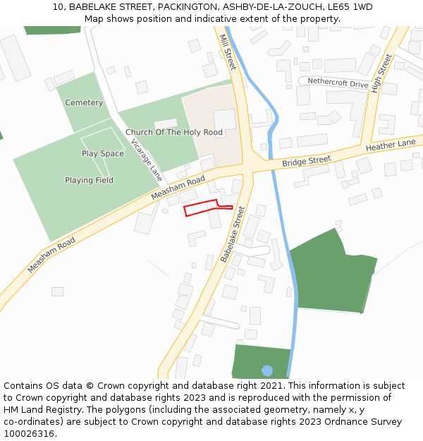 10, BABELAKE STREET, PACKINGTON, ASHBY-DE-LA-ZOUCH, LE65 1WD: Location map and indicative extent of plot