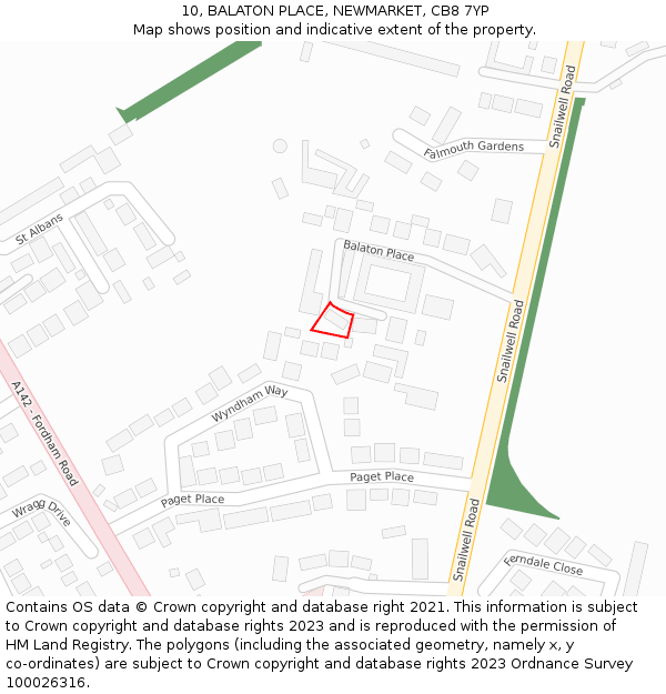 10, BALATON PLACE, NEWMARKET, CB8 7YP: Location map and indicative extent of plot