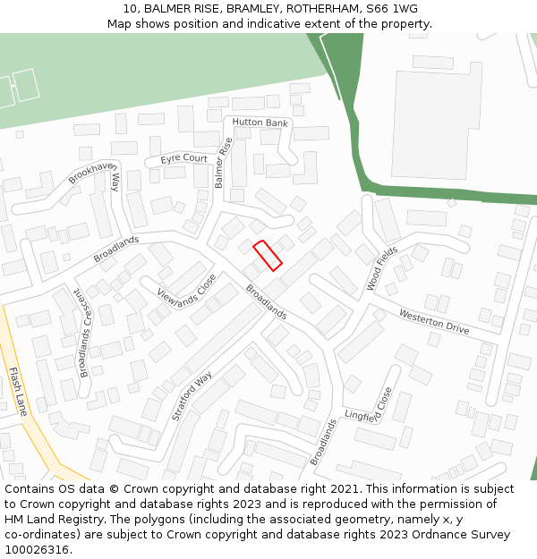 10, BALMER RISE, BRAMLEY, ROTHERHAM, S66 1WG: Location map and indicative extent of plot