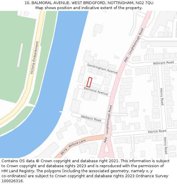 10, BALMORAL AVENUE, WEST BRIDGFORD, NOTTINGHAM, NG2 7QU: Location map and indicative extent of plot