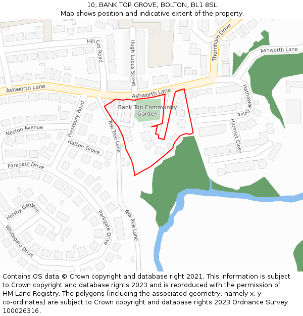 10, BANK TOP GROVE, BOLTON, BL1 8SL: Location map and indicative extent of plot