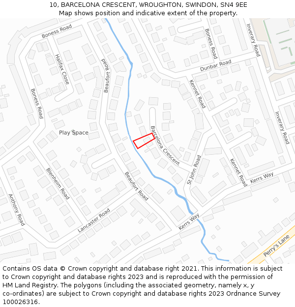 10, BARCELONA CRESCENT, WROUGHTON, SWINDON, SN4 9EE: Location map and indicative extent of plot