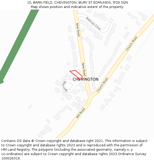 10, BARN FIELD, CHEVINGTON, BURY ST EDMUNDS, IP29 5QN: Location map and indicative extent of plot