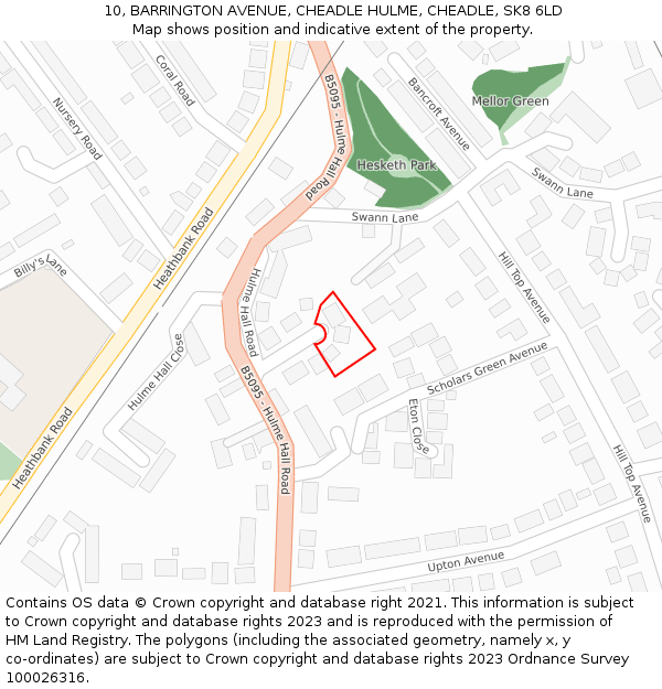 10, BARRINGTON AVENUE, CHEADLE HULME, CHEADLE, SK8 6LD: Location map and indicative extent of plot