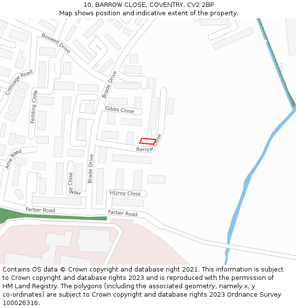 10, BARROW CLOSE, COVENTRY, CV2 2BP: Location map and indicative extent of plot